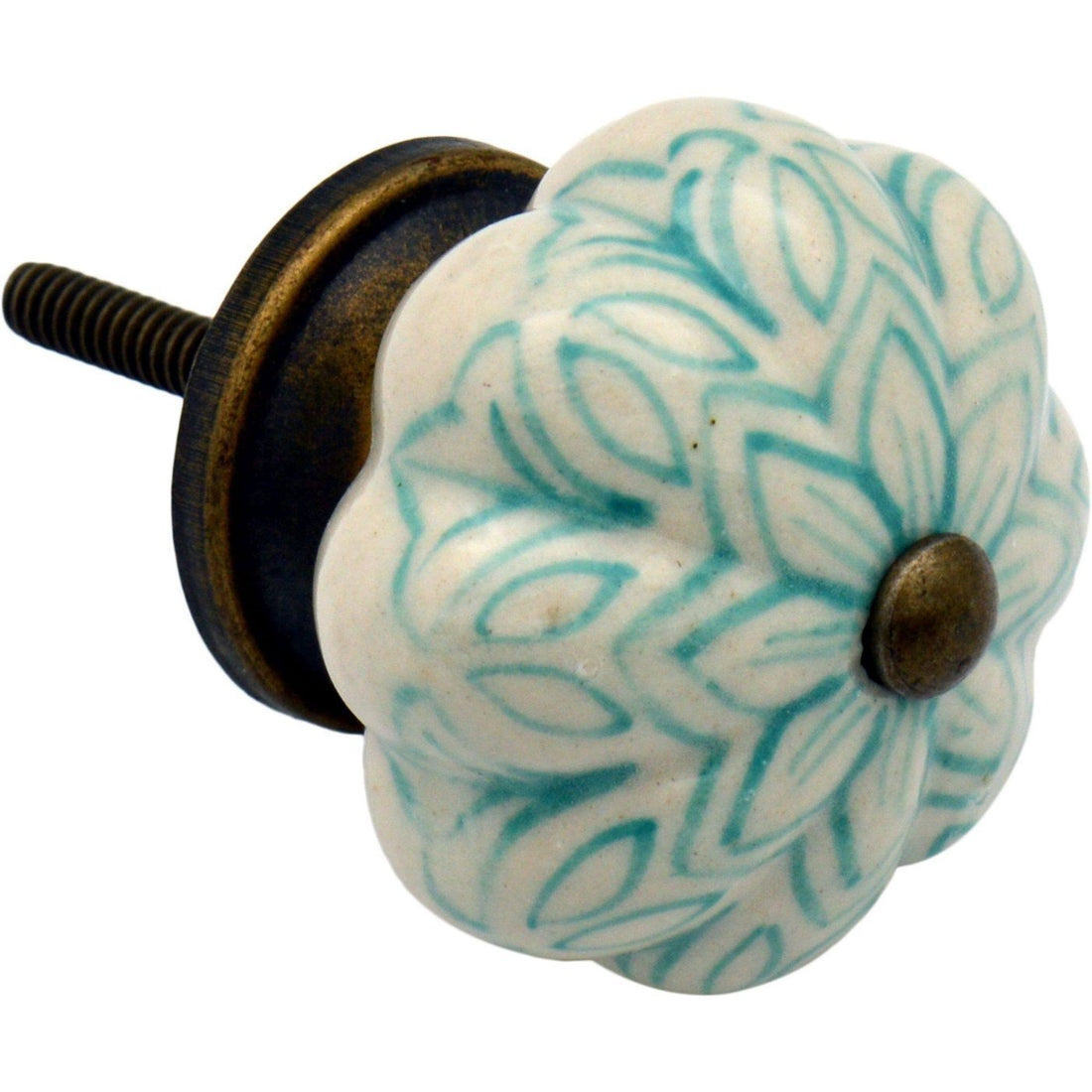 Nicola Spring Ceramic Vintage Flower Door Knob and Handle - Mint Green