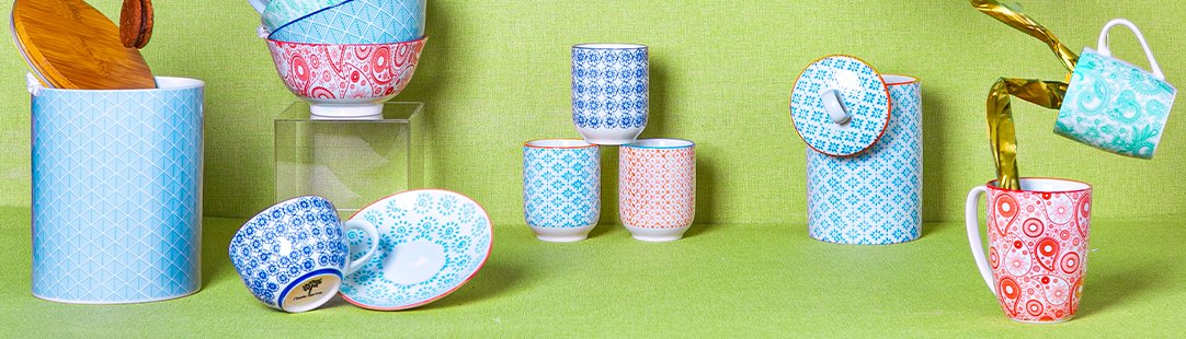 Patterned Plates, Cups & Bowls