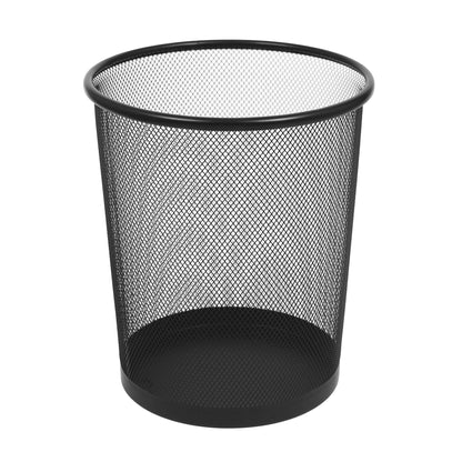 Round Metal Waste Paper Bin - Black