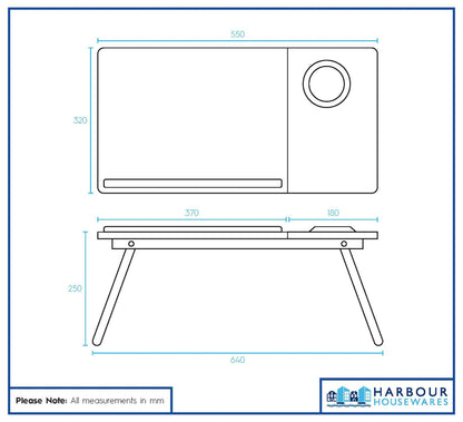 Folding Lap Desk with Cupholder - Black