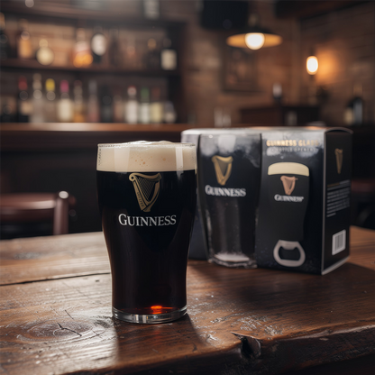 Guinness 2pc Tulip Pint Glass with Bottle Opener Set