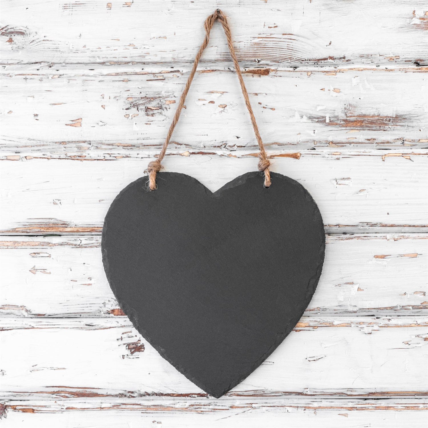 Heart Slate Hanging Memo Board with Rope - 15 x 15cm