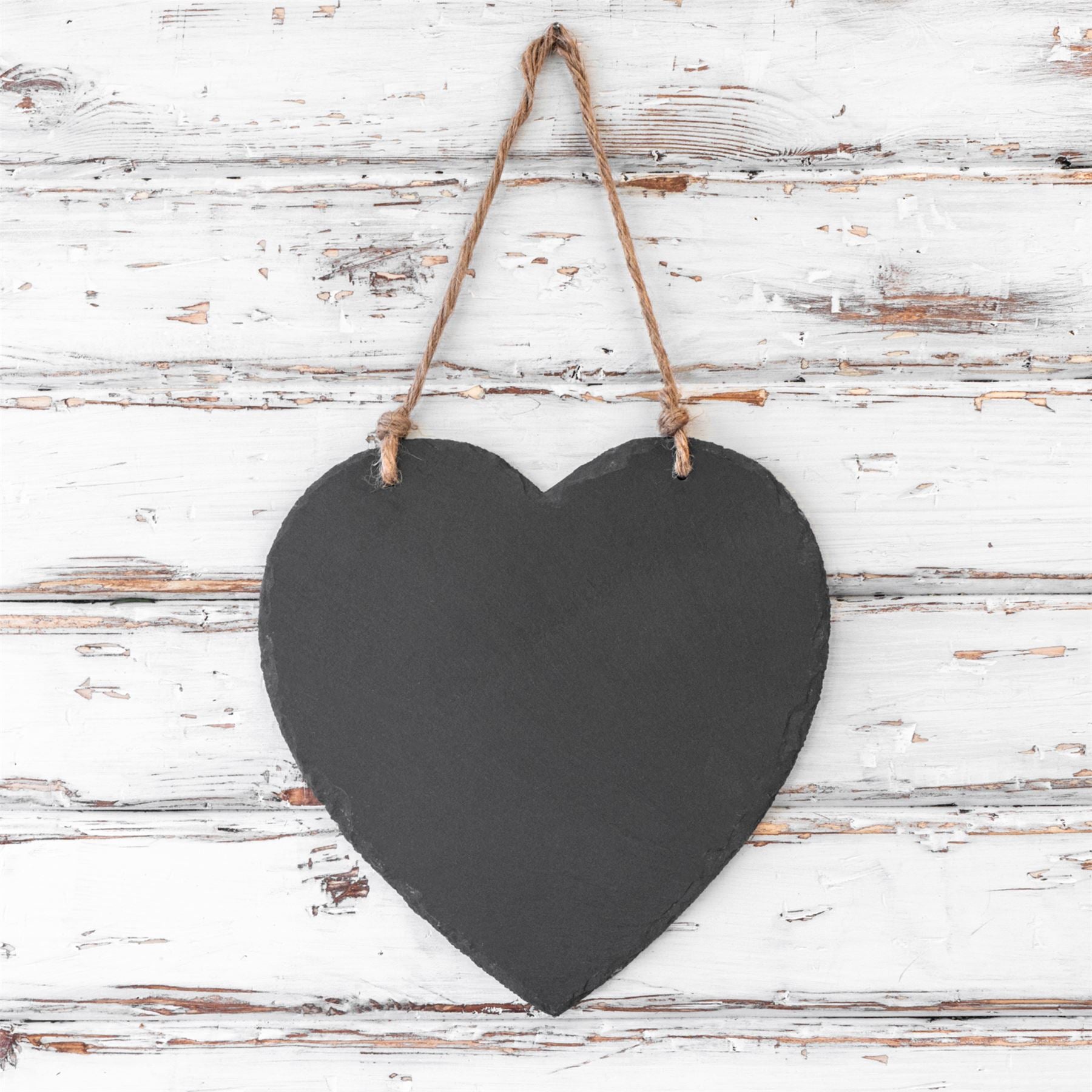 Heart Slate Hanging Memo Board with Rope - 15 x 15cm