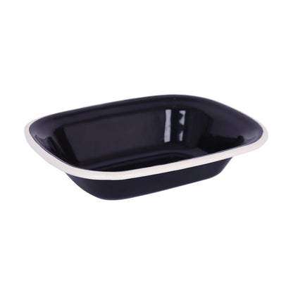 Black Enamel Pie Dish - 18 x 13.5cm - White