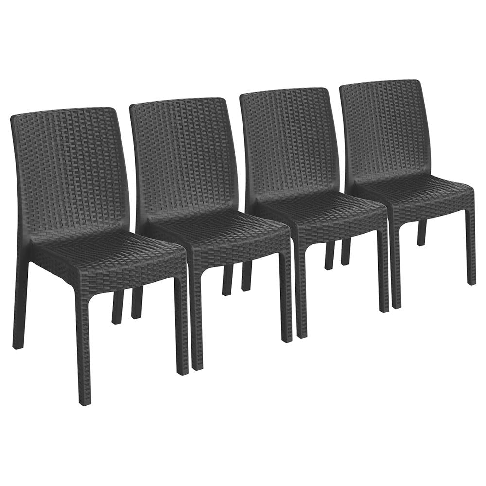 Nilufer Rattan Effect Garden Dining Chair - Anthracite