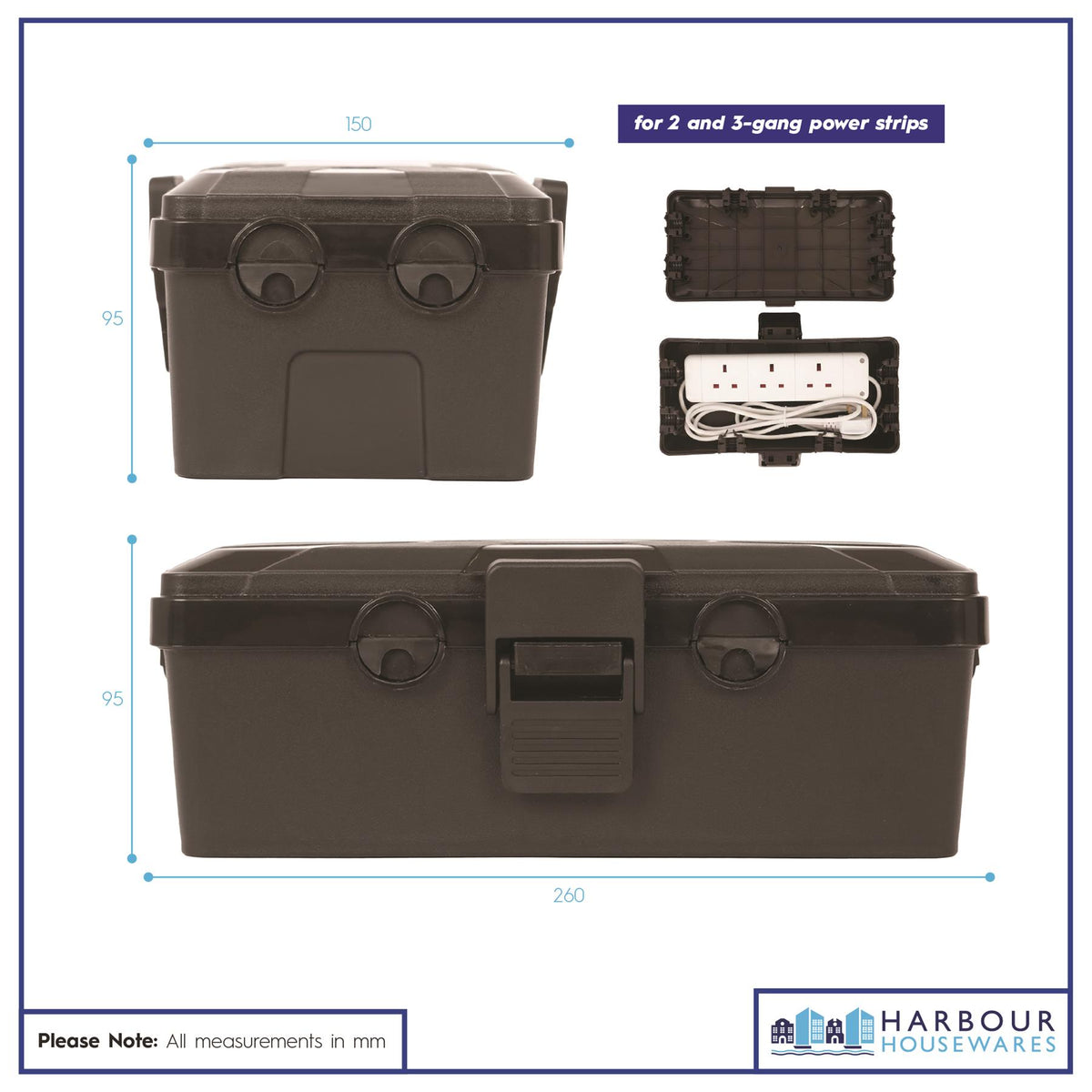 Weatherproof Outdoor Electrical Box - Small - Black