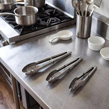 All-Purpose Stainless Steel Kitchen Tongs - 24cm