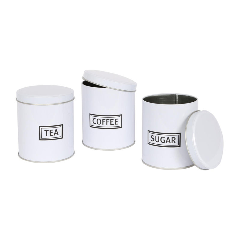 3pc Round Metal Tea Coffee Sugar Canister Set - By Harbour Housewares