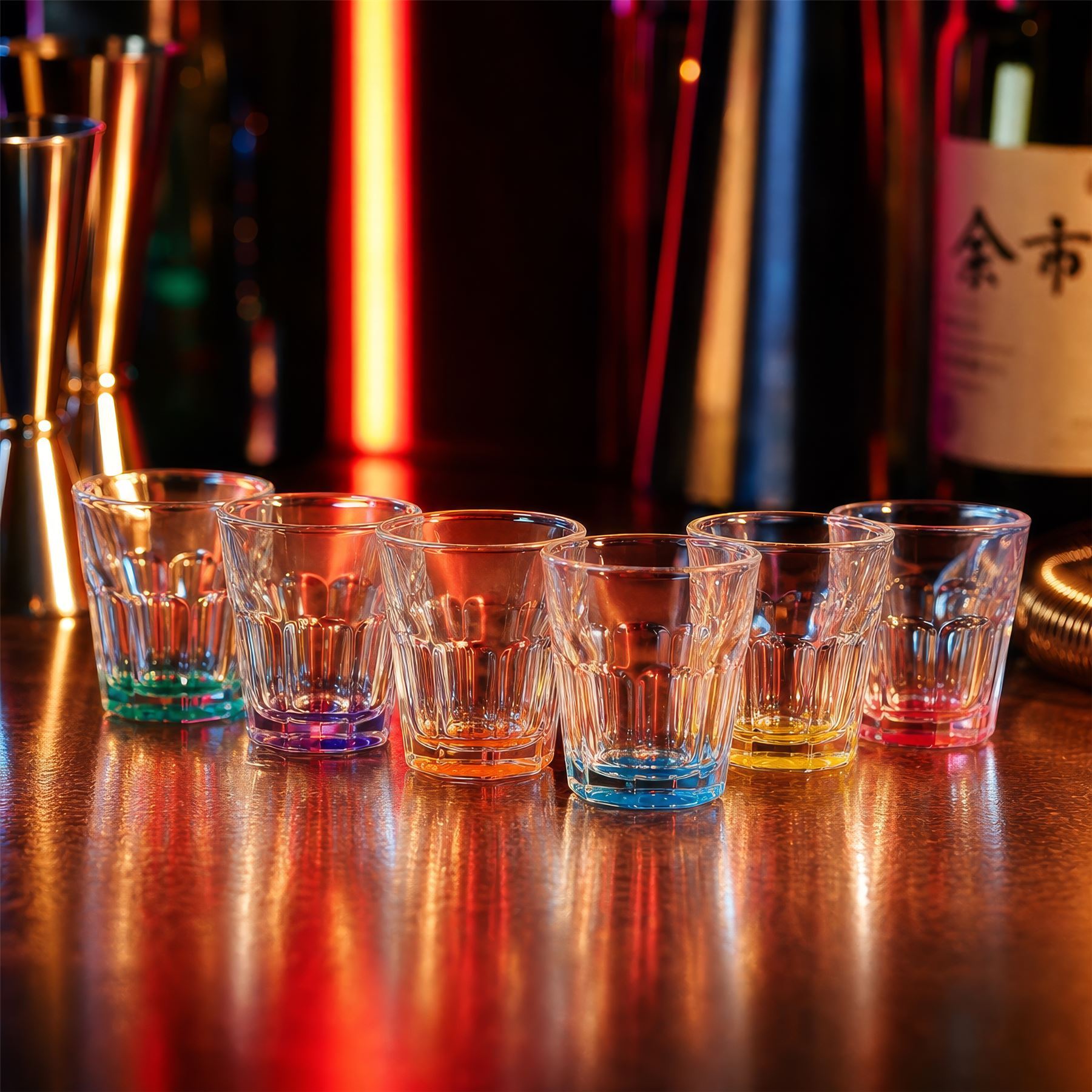 55ml Panelled Shot Glass with Coloured Base