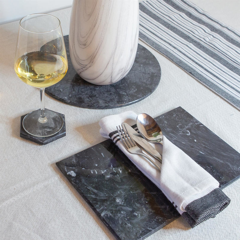 Hexagonal Marble Coaster - 10cm - By Argon Tableware