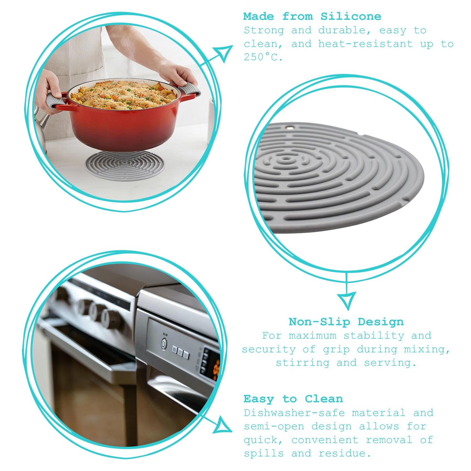 Silicone Trivet - 18cm - Grey