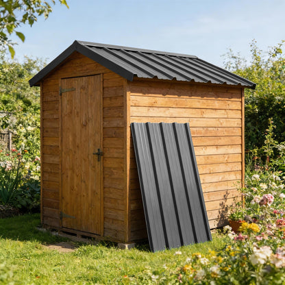 Corrugated Metal Roofing Sheets - 110 x 46cm - Anthracite - Pack of 14