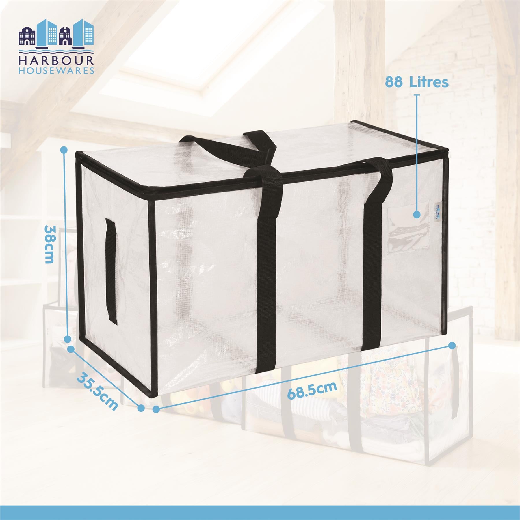 Large Heavy Duty Moving Bags - 90L - Clear - Pack of 6