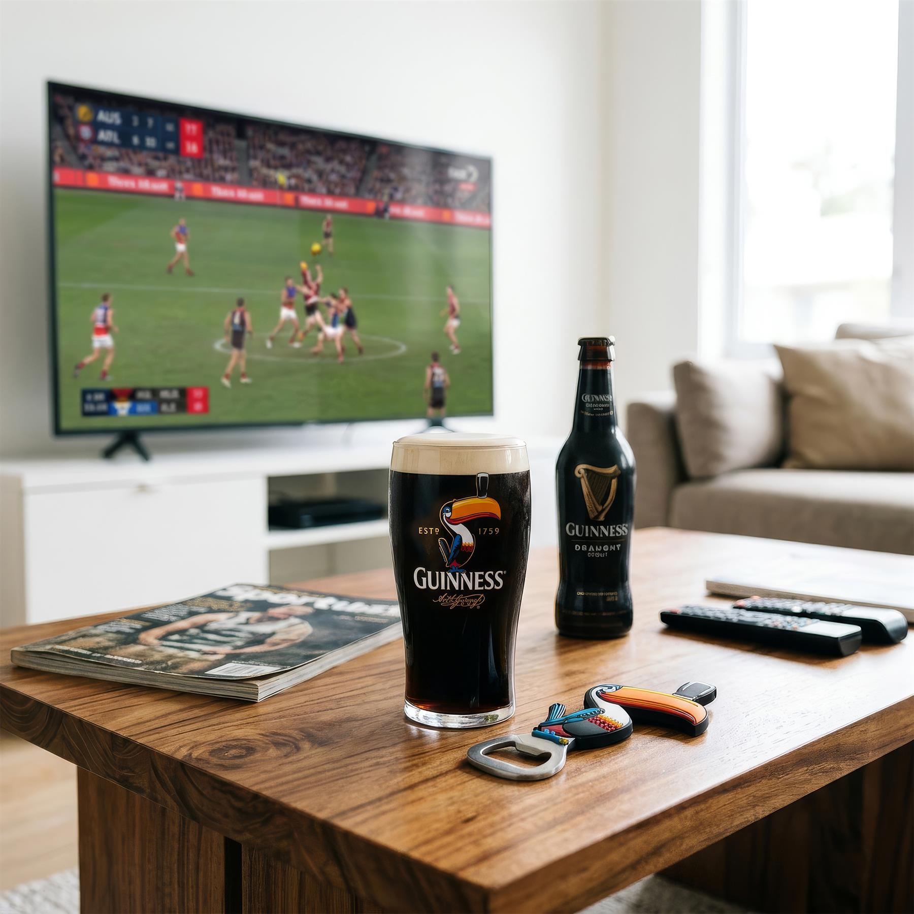 Guinness 2pc Toucan Pint Glass with Bottle Opener Set
