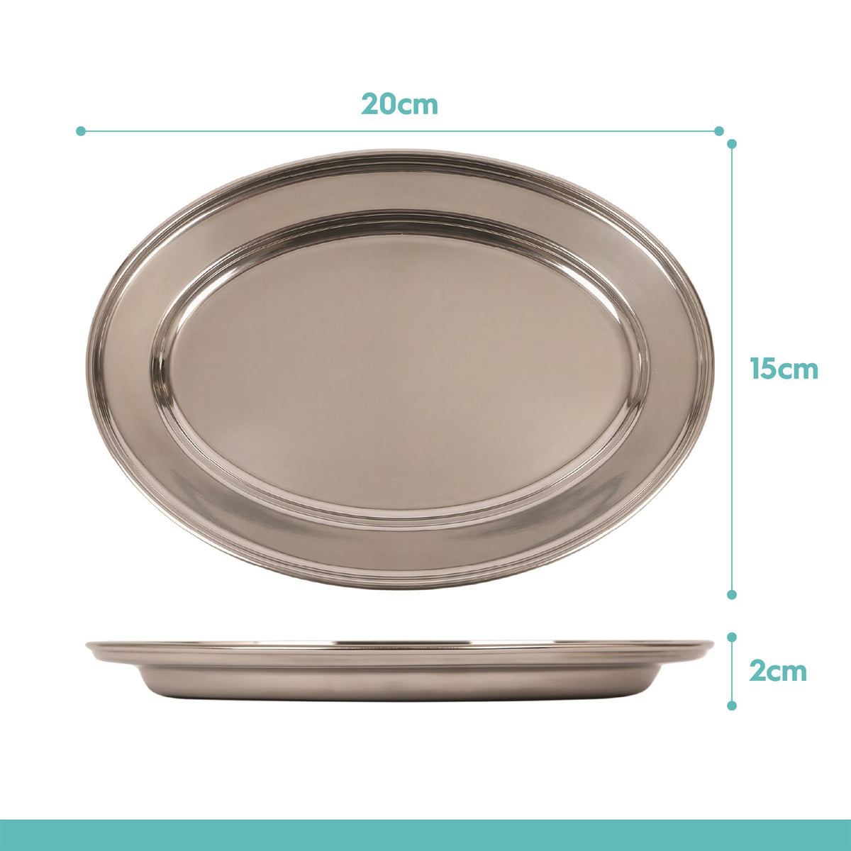 Oval Stainless Steel Serving Tray - 20 x 15cm