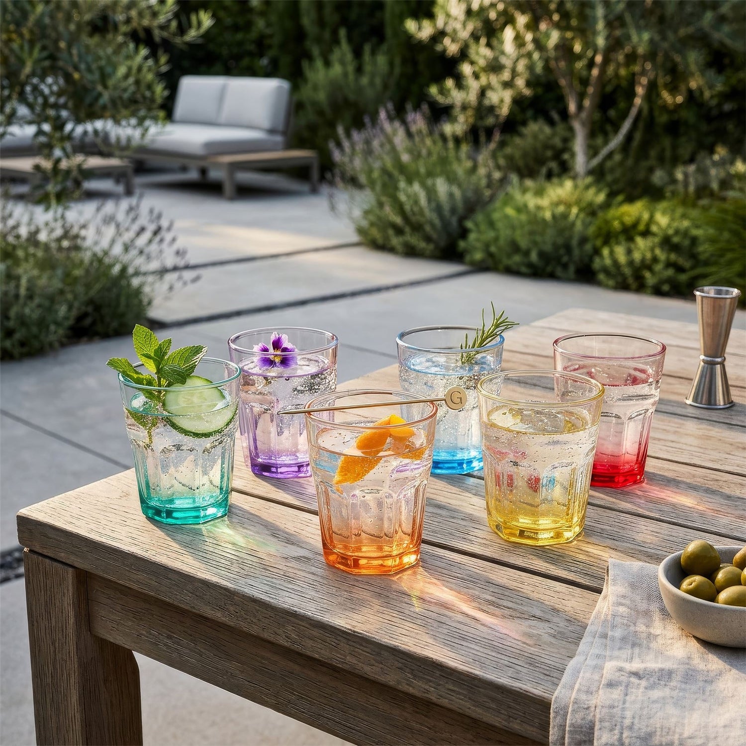 285ml Panelled Glass Tumbler with Coloured Base