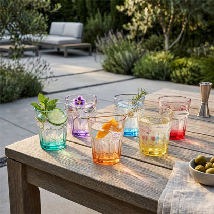 285ml Panelled Glass Tumbler with Coloured Base