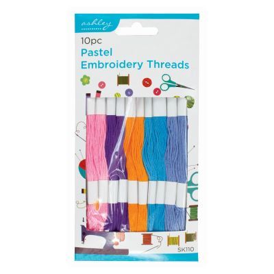 Embroidery Threads - 6.6M (6ply) - Pastel - Pack of 10 - By Ashley