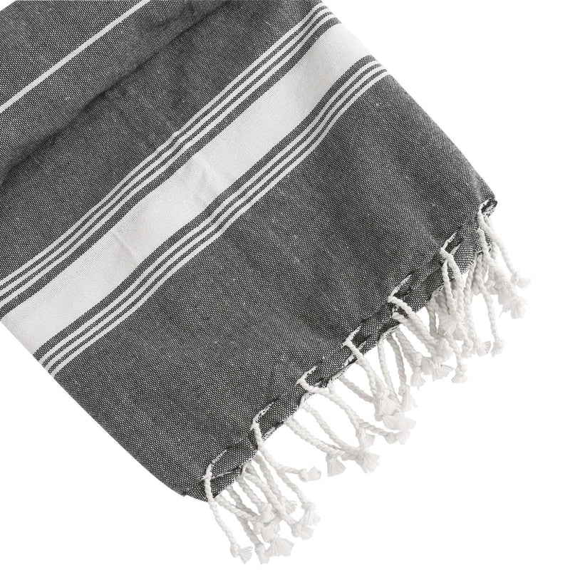 100% Cotton Turkish Beach Towel - 170cm x 90cm - Charcoal - By Nicola Spring