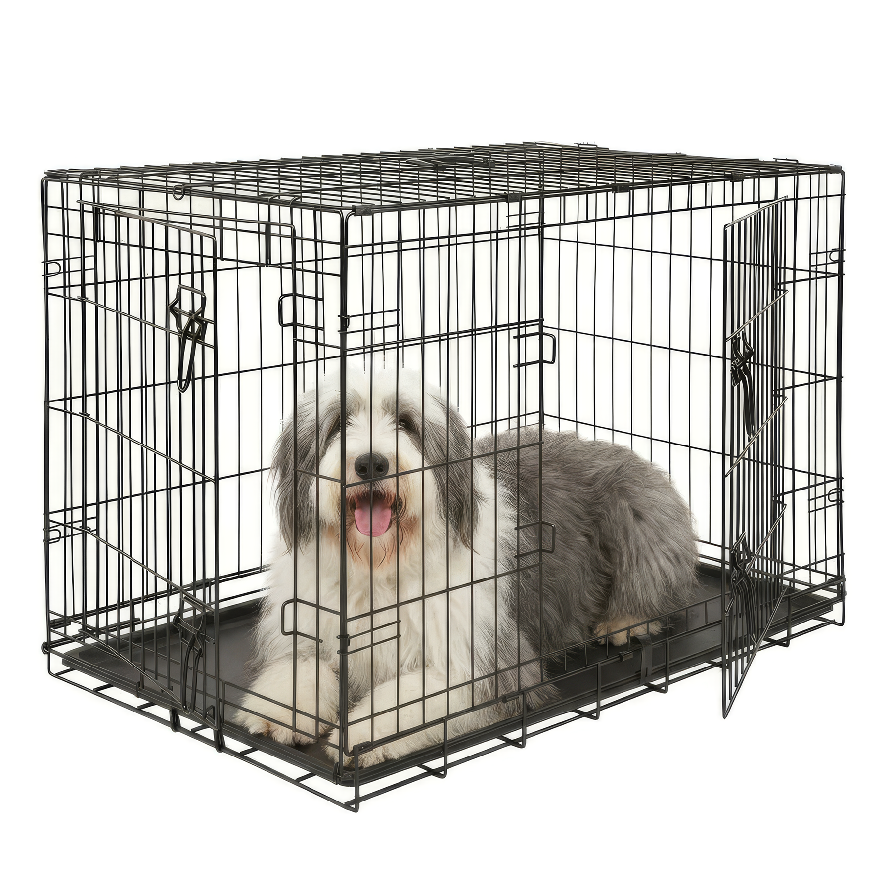 2 Door Metal Dog Crate with Removable Tray - Large