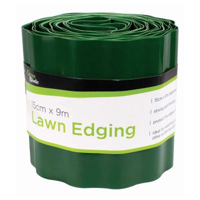 Green Plastic Flexible Lawn Edging - 15cm x 9m - By Green Blade