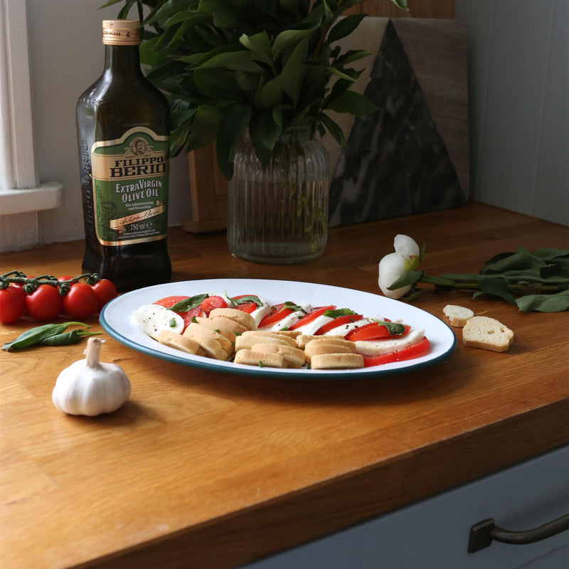 White Enamel Serving Platter - 30cm x 22cm - By Argon Tableware