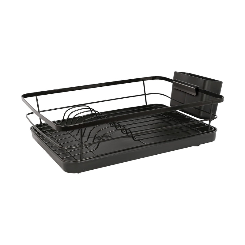 Metal Dish Drainer Rack with Drip Tray - Black