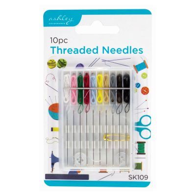 Threaded Sewing Needles - Multicoloured - Pack of 10 - By Ashley