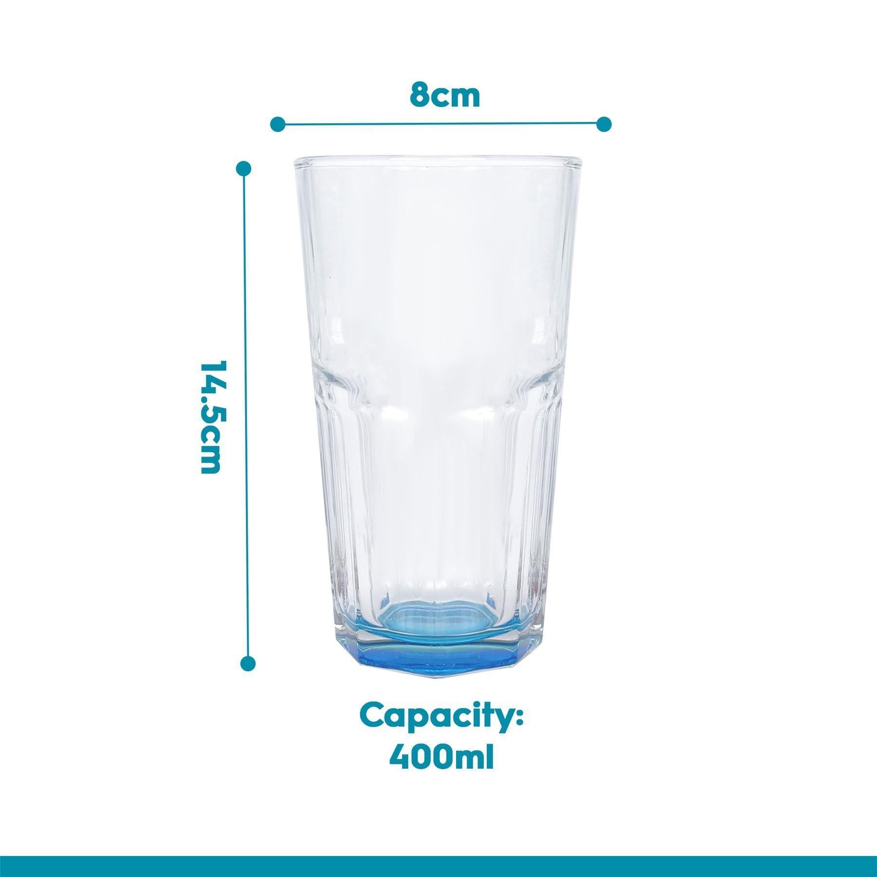 400ml Panelled Highball Glass with Coloured Base