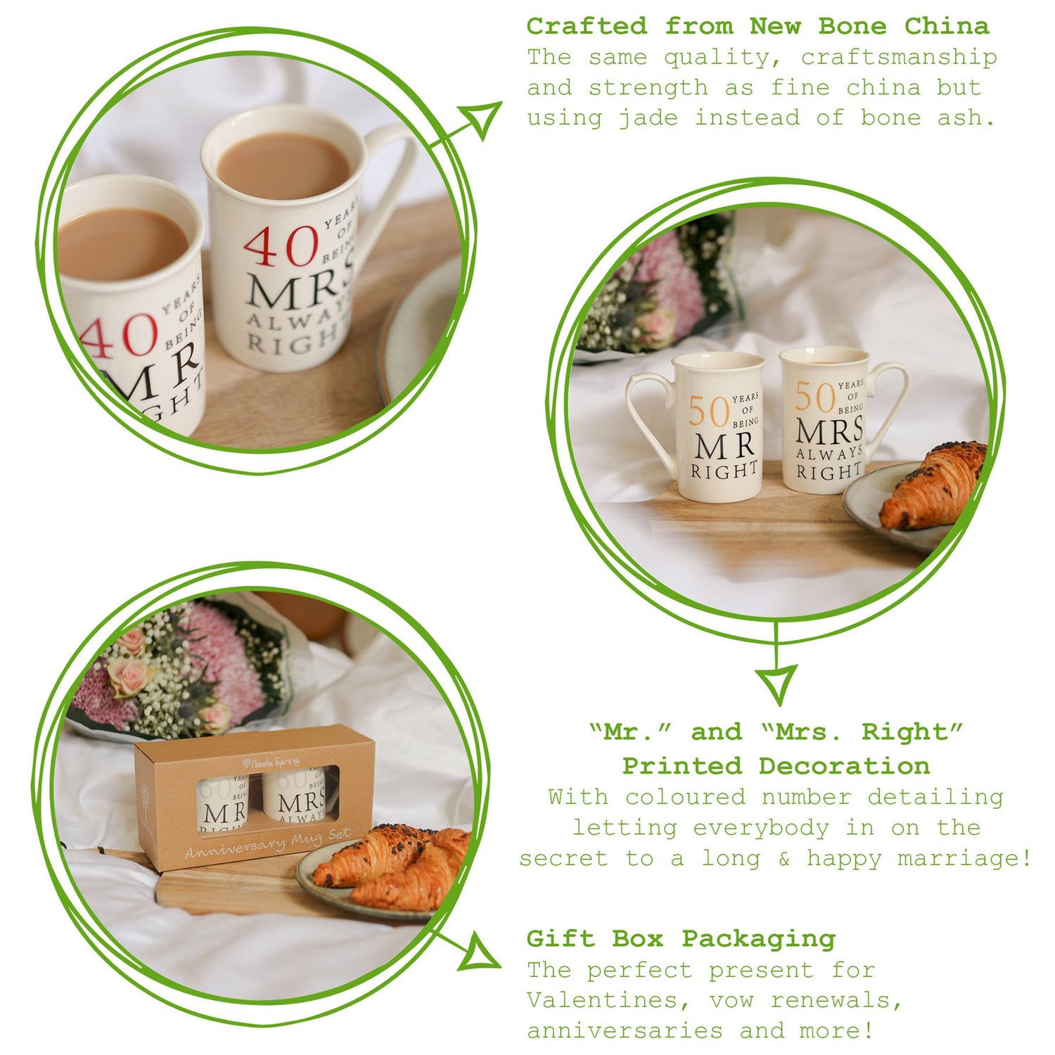10th Anniversary New Bone China Mug Set - 300ml