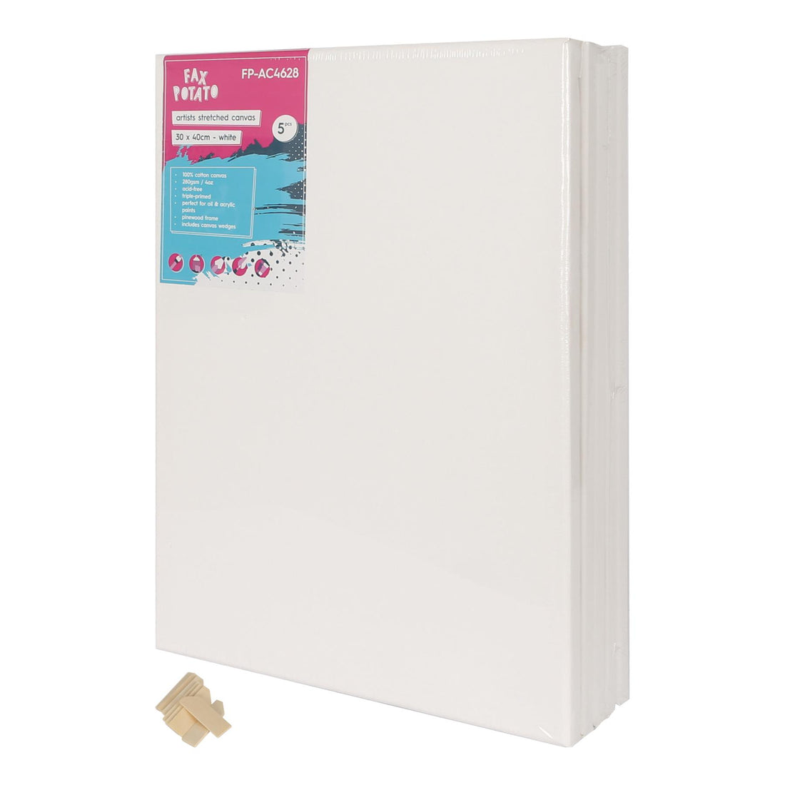 Stretched Canvas with Wooden Wedges - Pack of 5