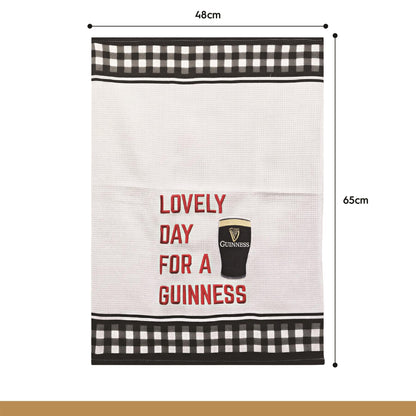 Guinness Tulip Pint Glass Waffle Tea Towel - 48 x 65cm - White/Black