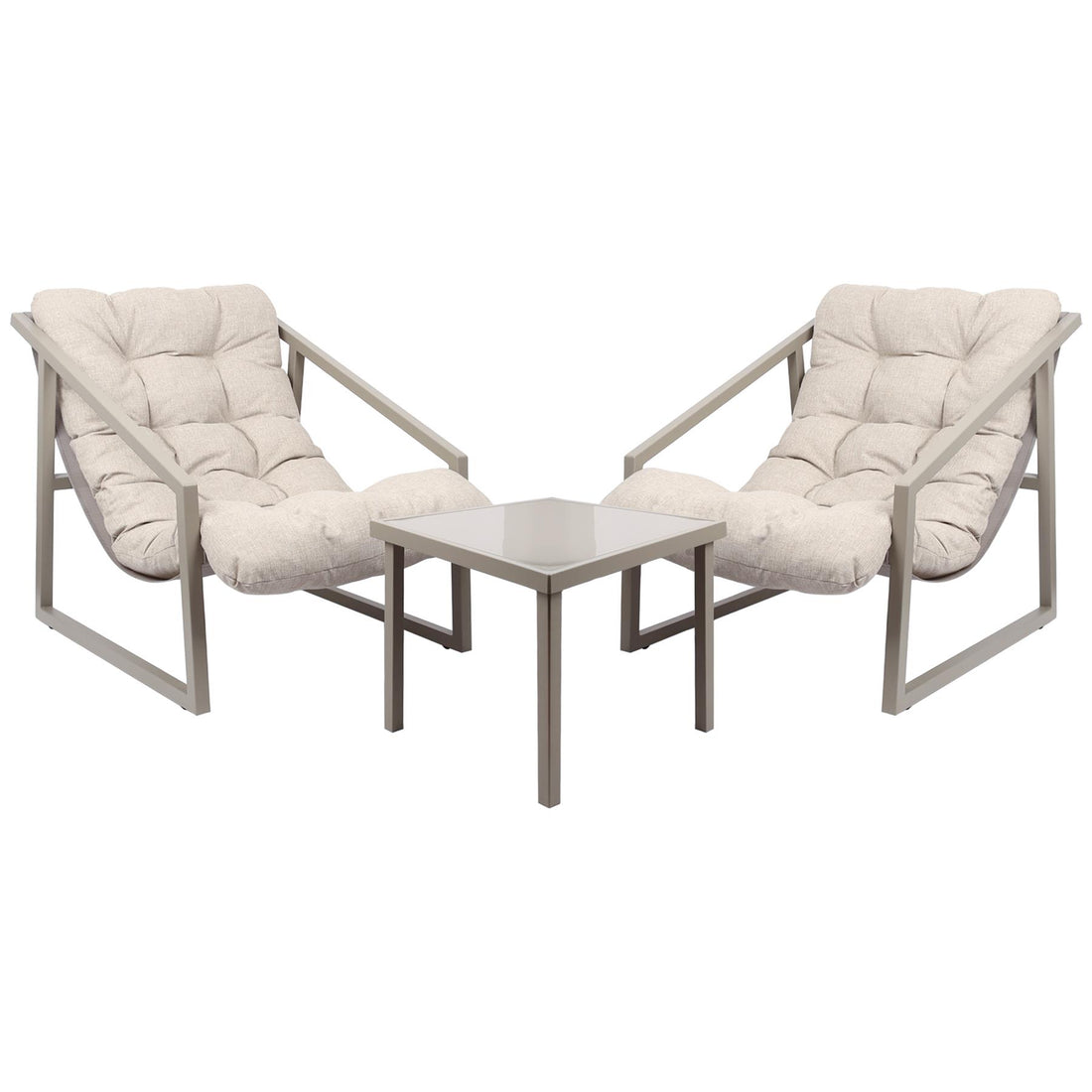 3 Piece Padded Patio Bistro Set - Beige
