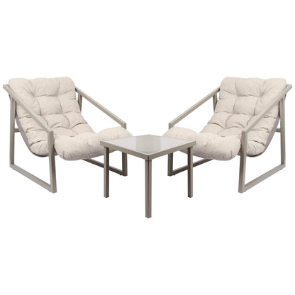 3 Piece Padded Patio Bistro Set - Beige