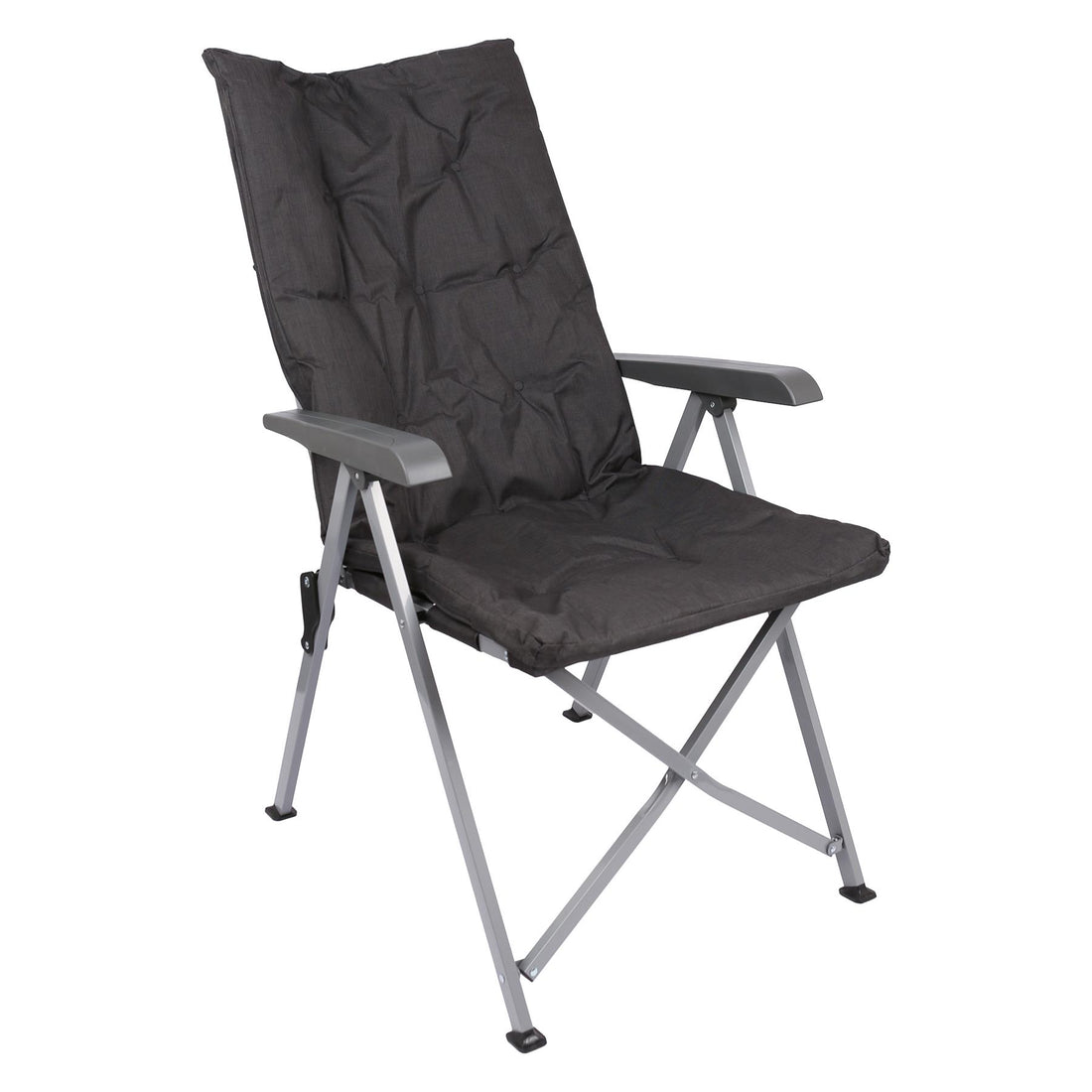 High Back Padded Reclining Camping Chair - Black
