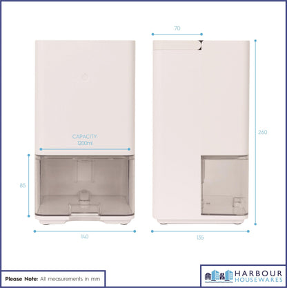1.2L Electric Dehumidifier - White