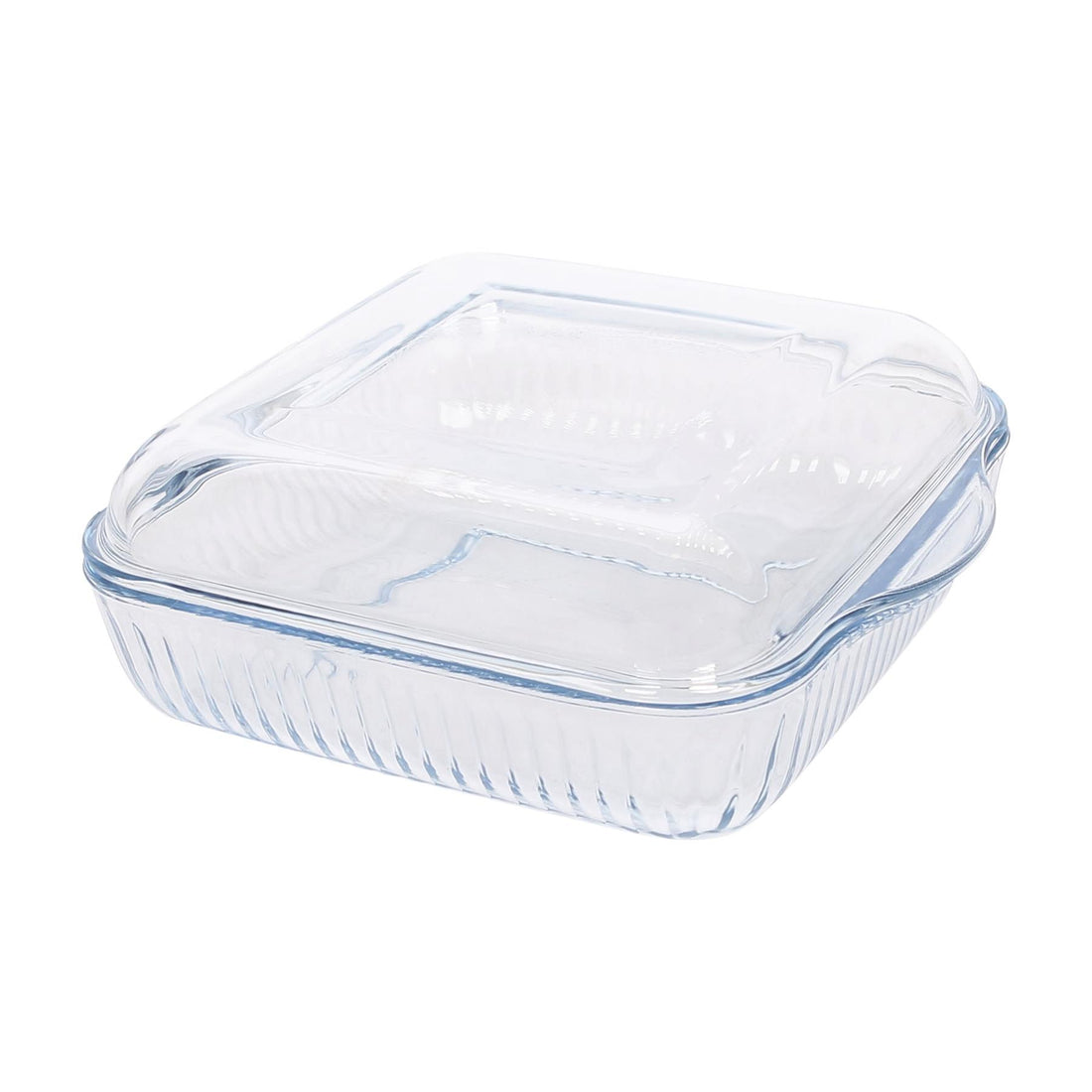 Optical Square Glass Oven Dish with Lid - 24cm x 21cm