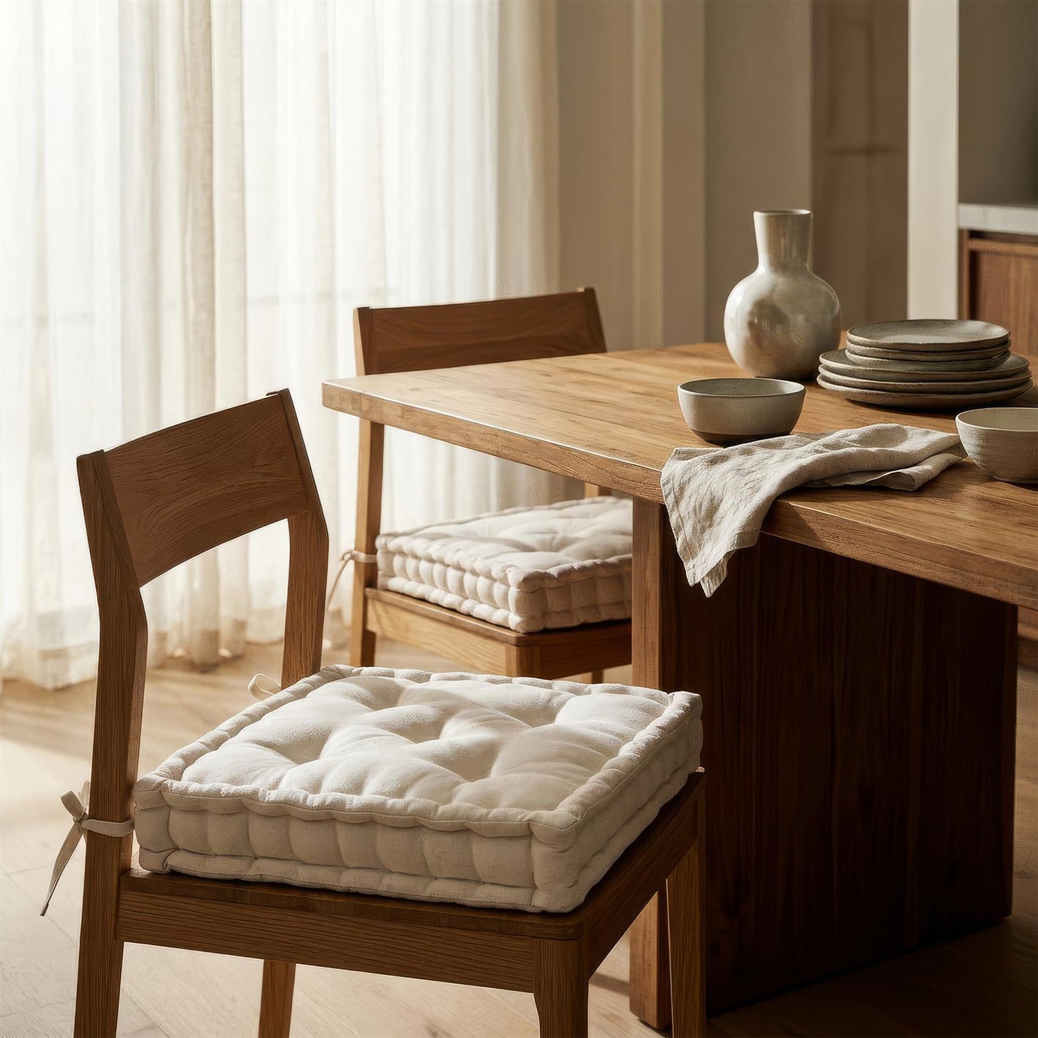 Deluxe Square Seat Pad - 40 x 40cm - Cream