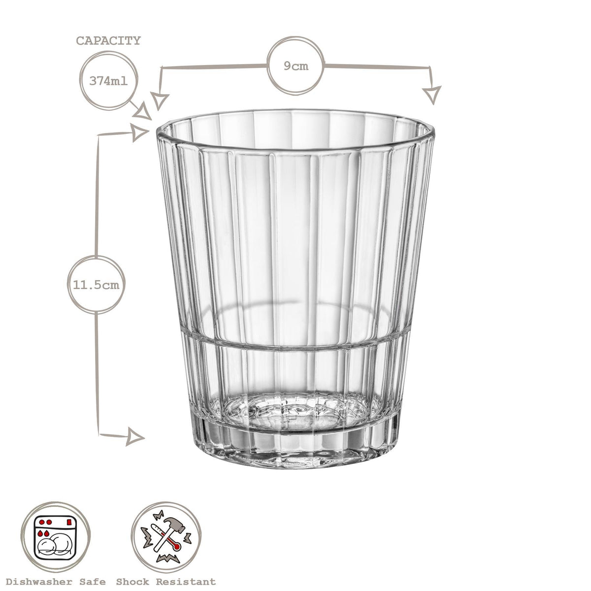 375ml Oxford Bar Stacking Double Whisky Glass
