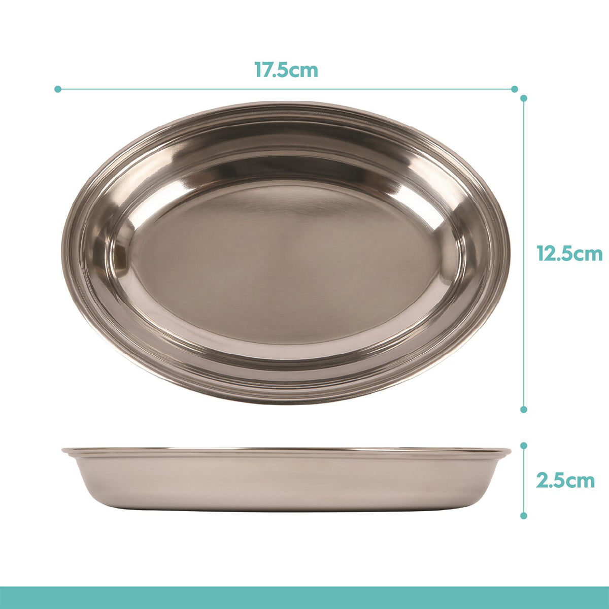 Deep Oval Stainless Steel Serving Dish - 17.5 x 12.5cm