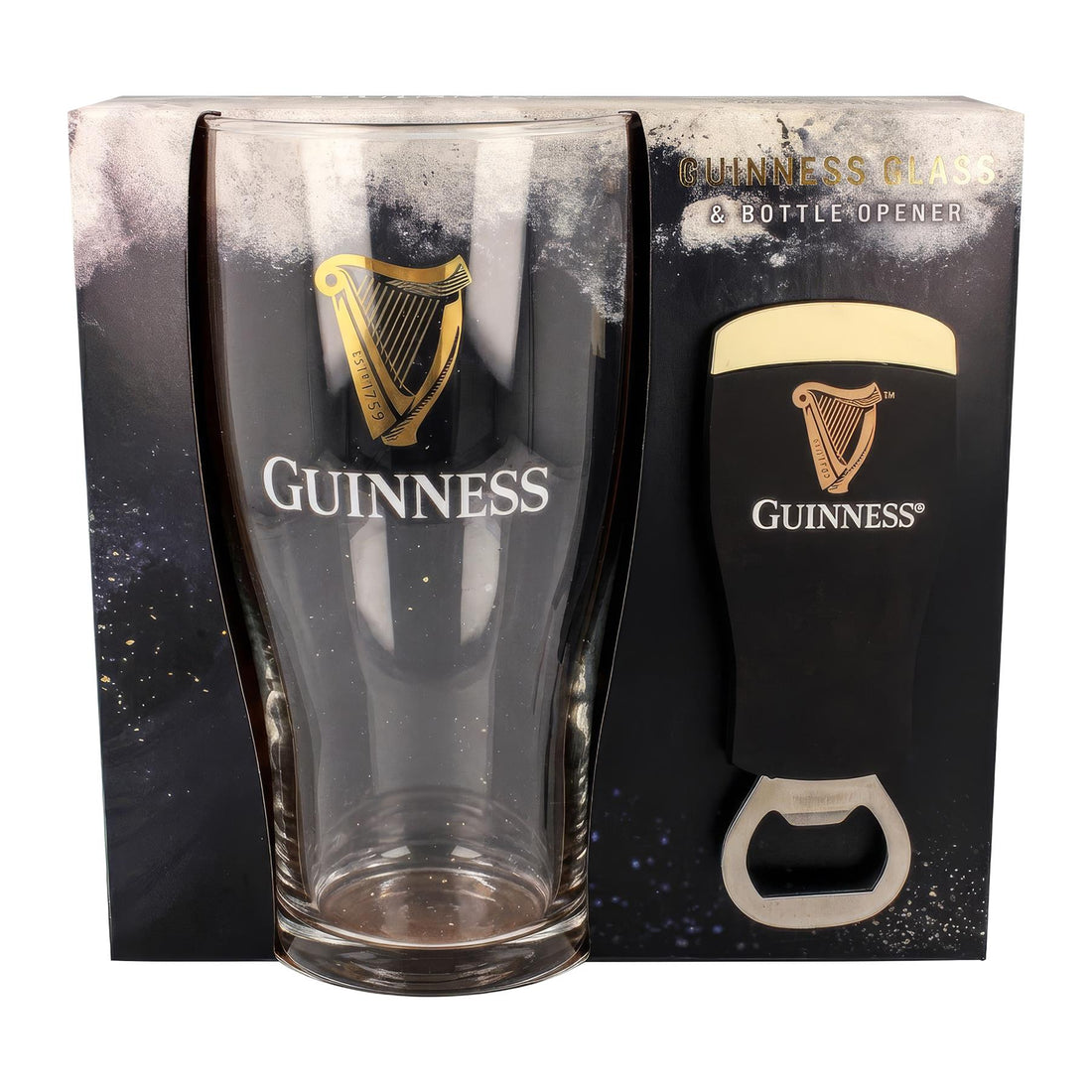 Guinness 2pc Tulip Pint Glass with Bottle Opener Set