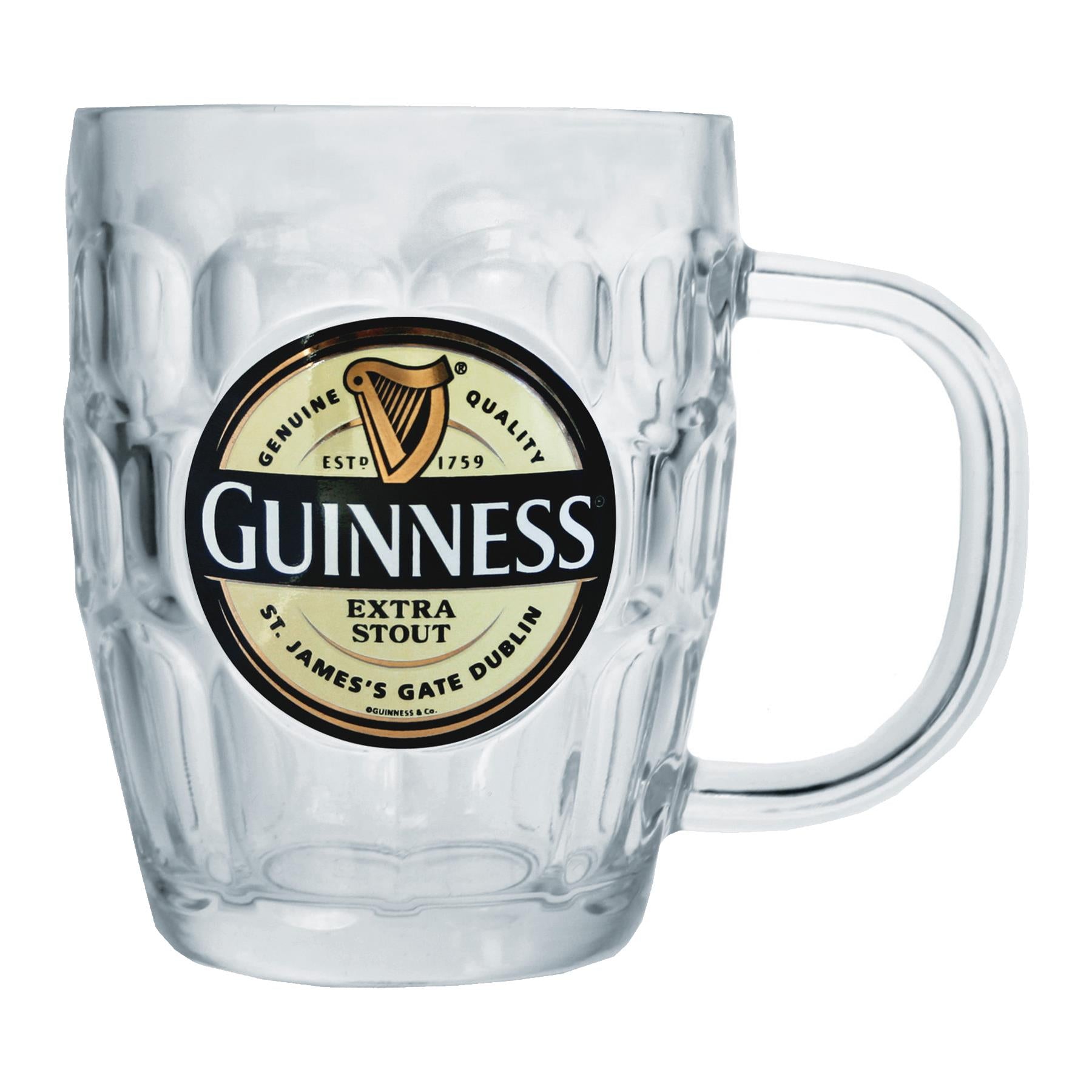 Guinness Label Dimpled Glass Tankard