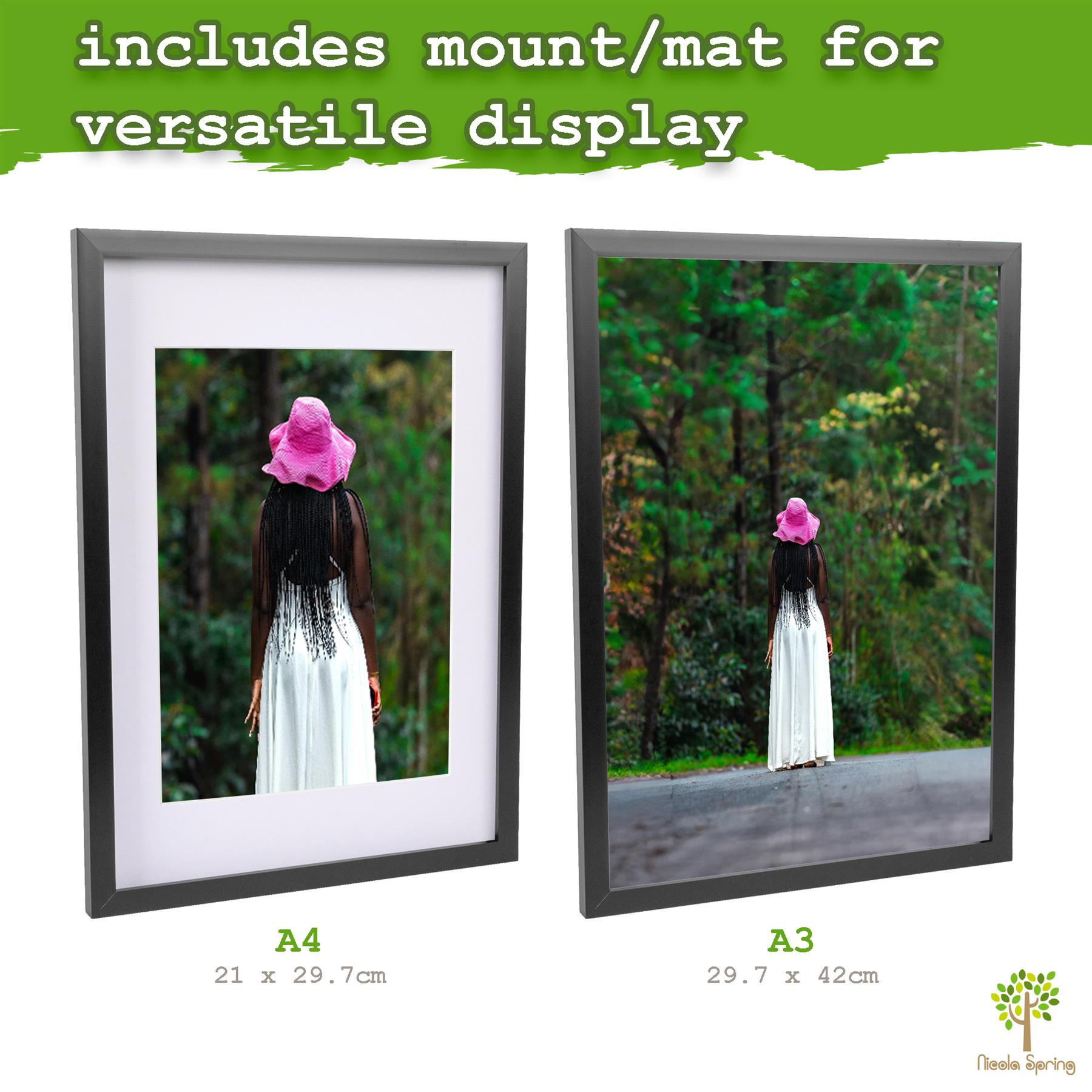 A3 (12" x 17") Photo Frames with A4 Mounts - Black - Pack of 3