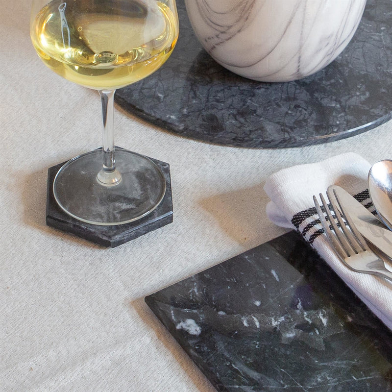 Hexagonal Marble Coaster - 10cm - By Argon Tableware