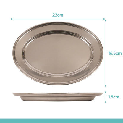 Oval Stainless Steel Serving Tray - 22 x 16.5cm