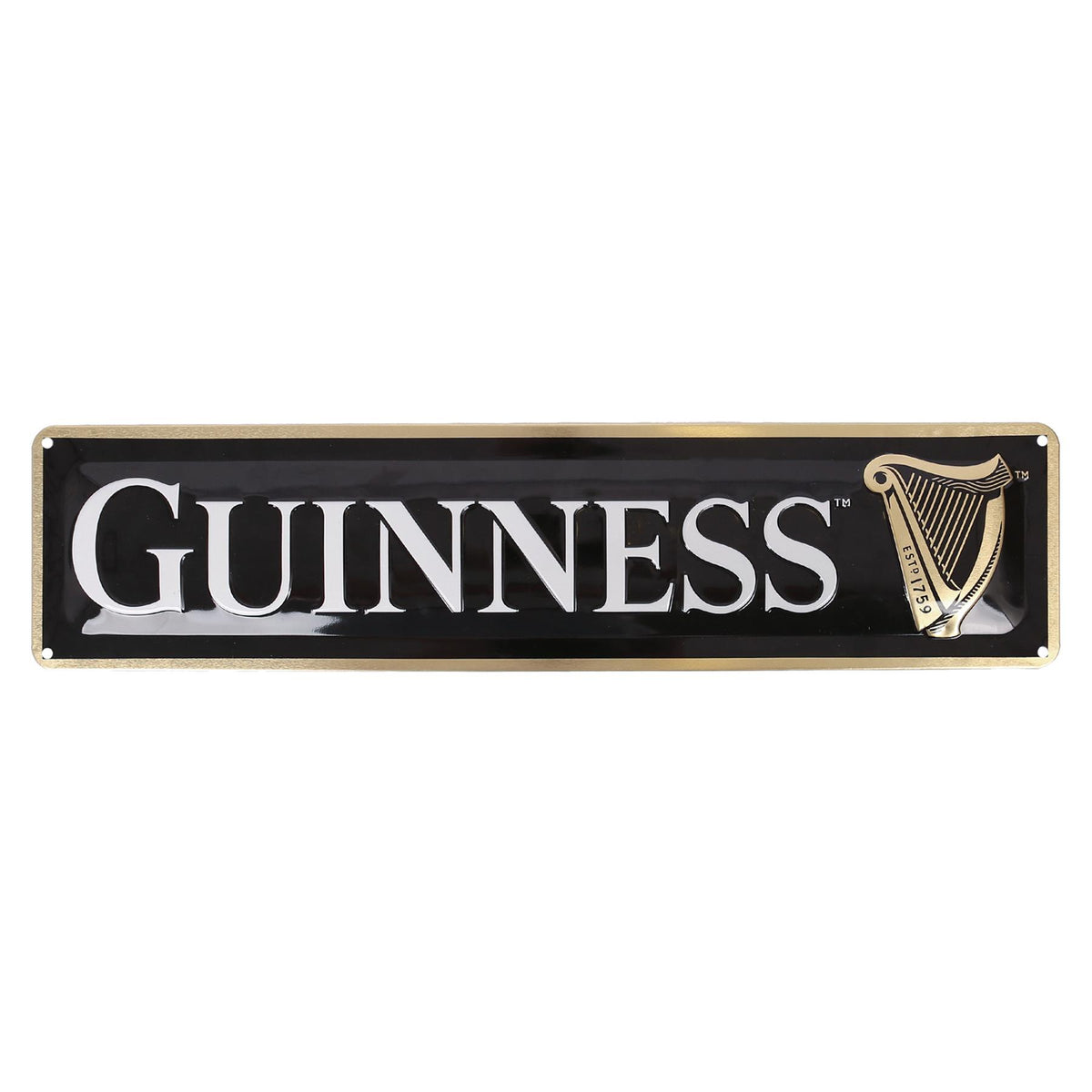Guinness Contemporary Metal Tin Sign - 50 x 12cm - Black