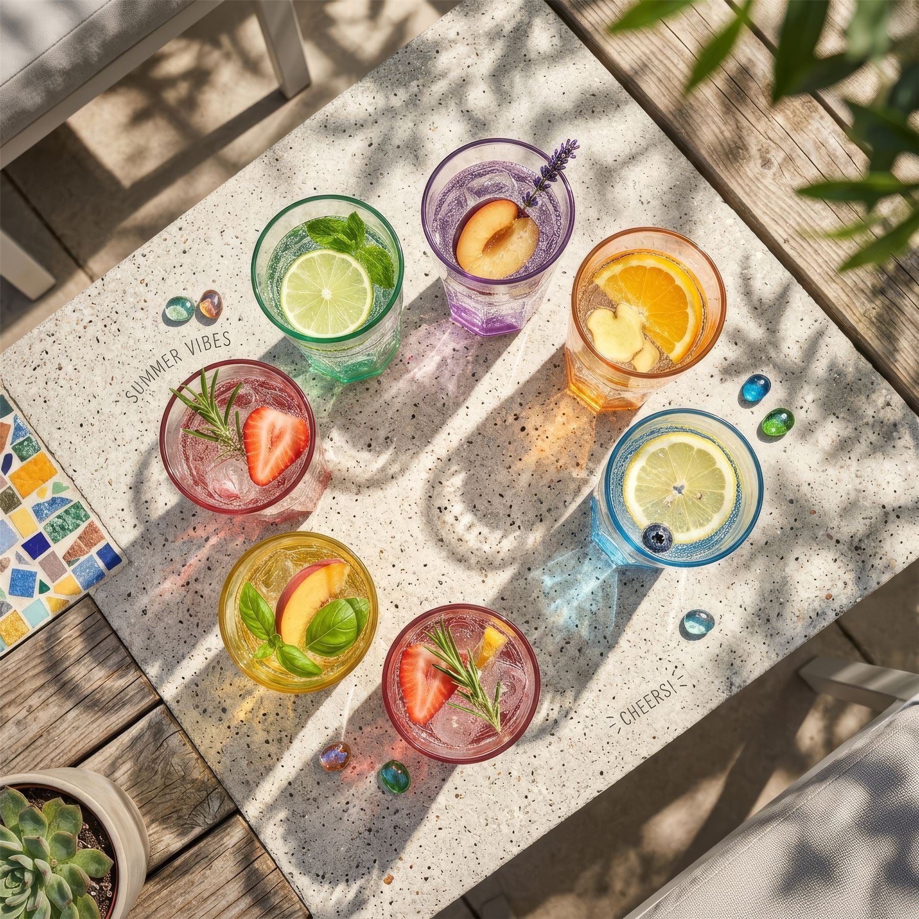 285ml Panelled Glass Tumbler with Coloured Base
