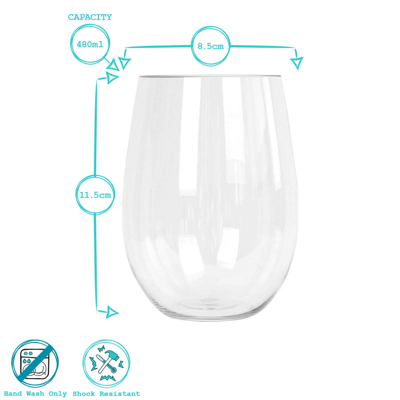 480ml Reusable Plastic Stemless Wine Glass - By Argon Tableware