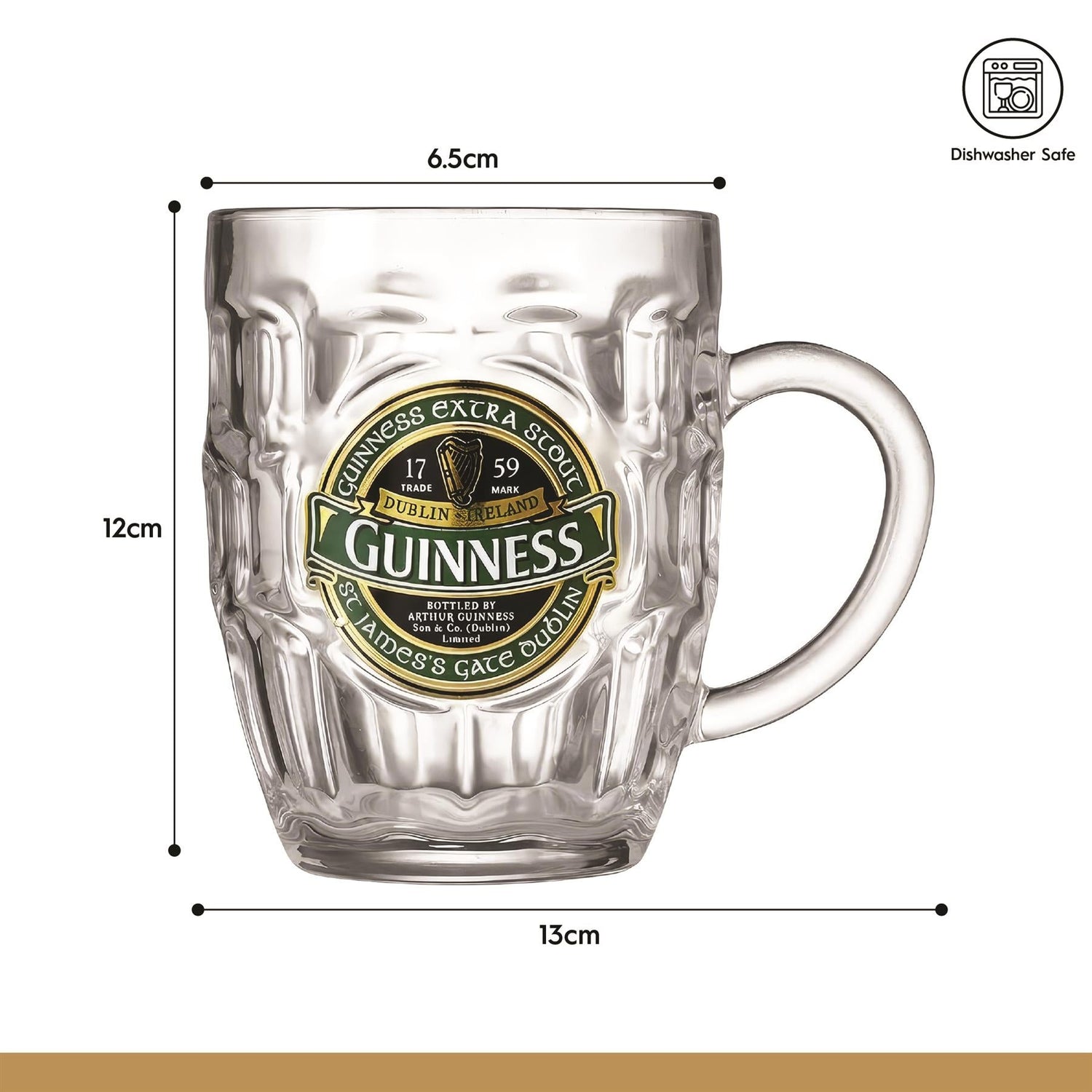 Guinness Ireland Dimpled Glass Tankard