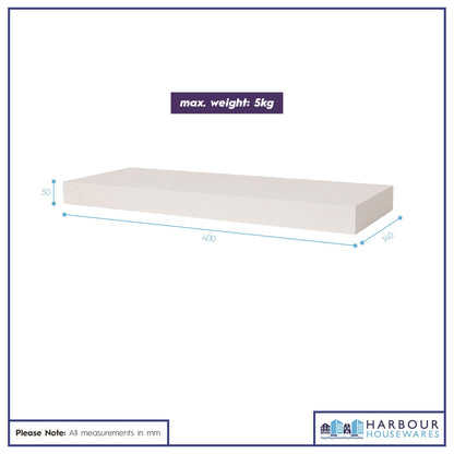 Wooden Floating Shelves - 40cm - White - Pack of 3